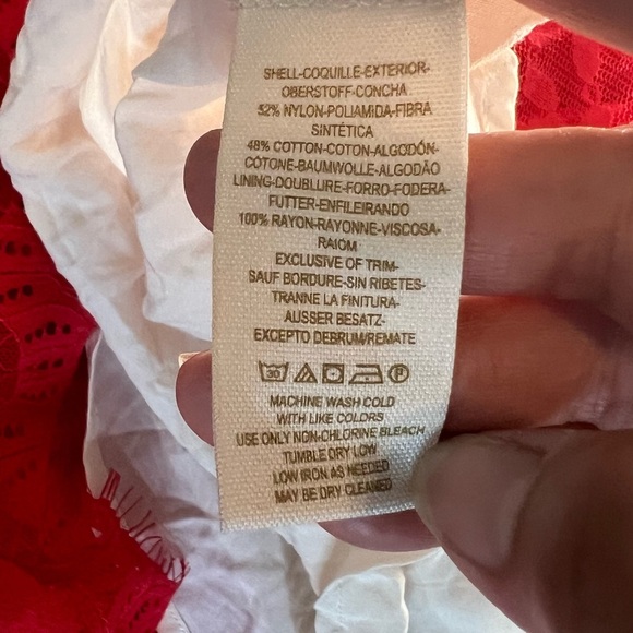 Free People Red Lace Dress‎ With White Slip Size 8 - Picture 5 of 6